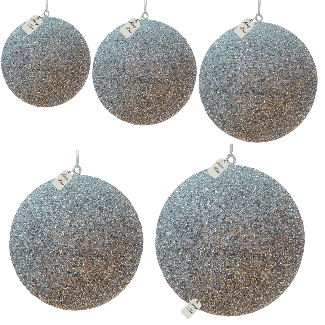 Silver Glitter Christmas Baubles