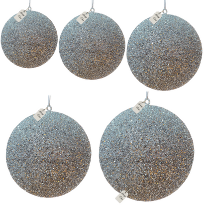 Silver Glitter Christmas Baubles