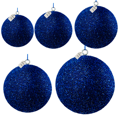 Blue Glitter Christmas Baubles
