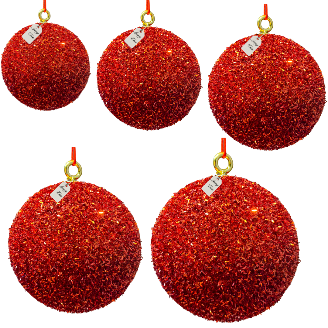 Red Glitter Christmas Baubles
