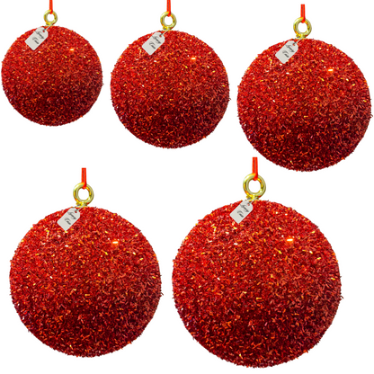 Red Glitter Christmas Baubles