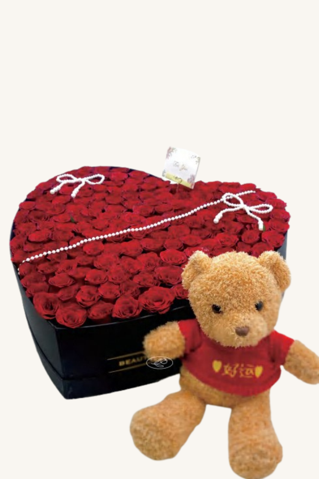 121 premium red roses heart box