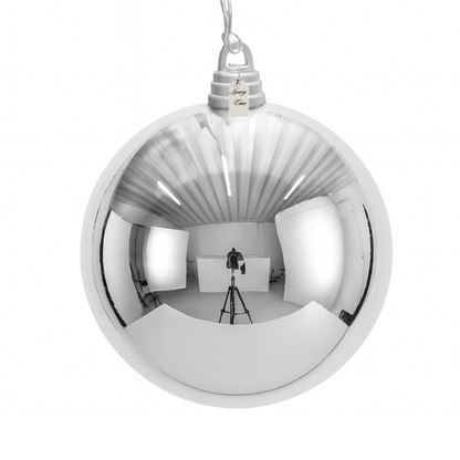 Silver Christmas Bauble Ornament – 40 cm (Glossy Shatterproof Extra-Large Decoration)