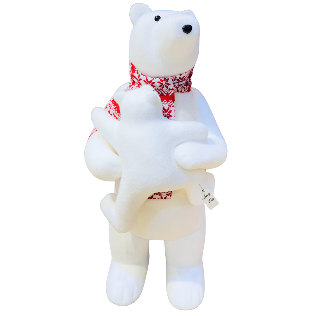 Polar Bear with Cub Decoration and Scarf