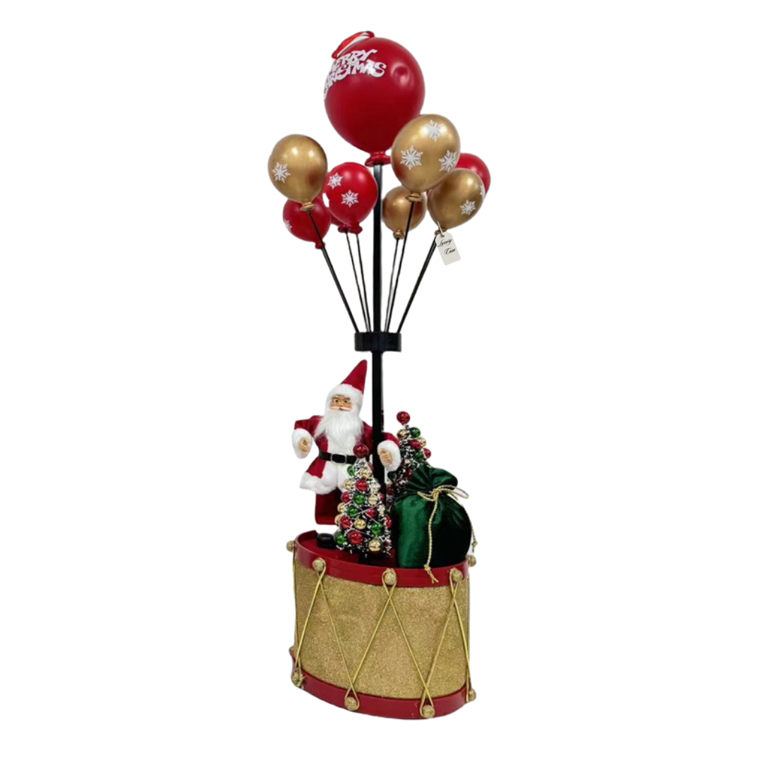 Santa Claus with Christmas Balloons on Drum Décoration