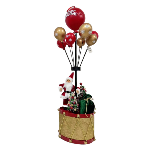 Santa Claus with Christmas Balloons on Drum Décoration