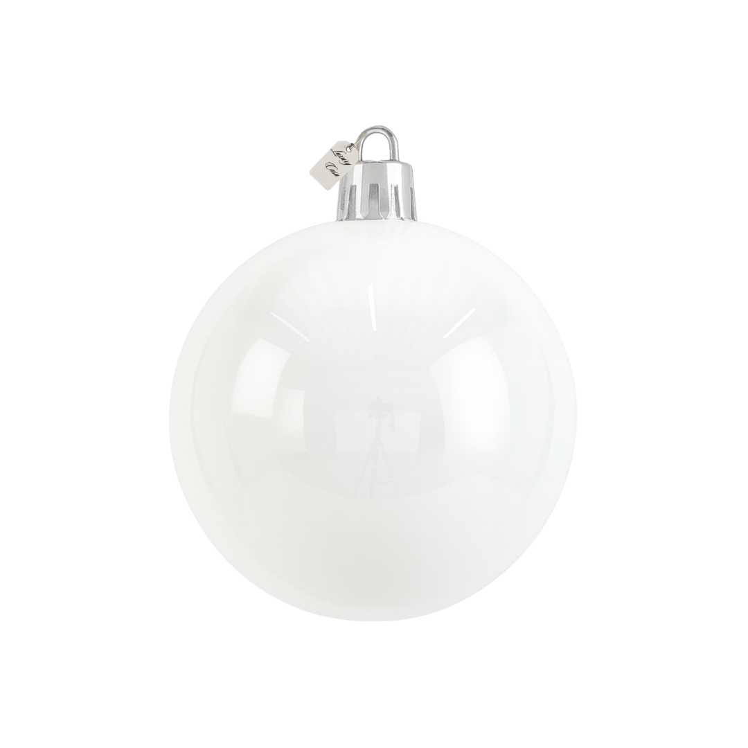 White Christmas Bauble Ornament – 20 cm (Glossy Shatterproof Decoration)