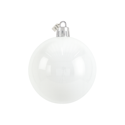 White Christmas Bauble Ornament – 20 cm (Glossy Shatterproof Decoration)
