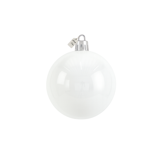 White Christmas Bauble Ornament – 15 cm (Glossy Shatterproof Decoration)