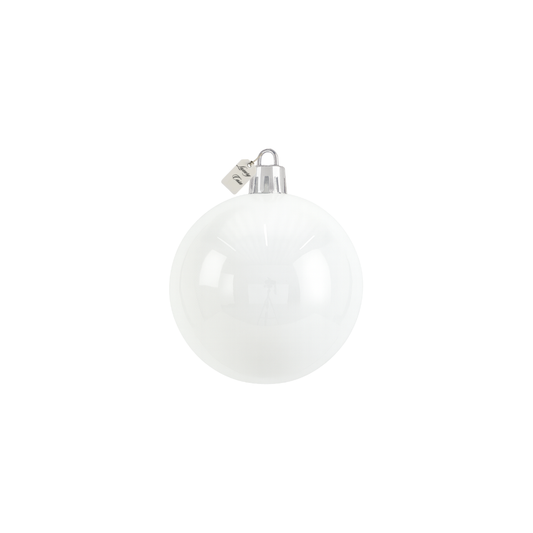 White Christmas Bauble Ornament – 12 cm (Glossy Shatterproof Decoration)