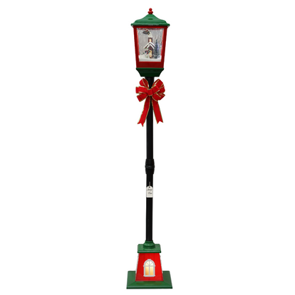 Christmas Musical Green & Black Lamp Post with Snowfall