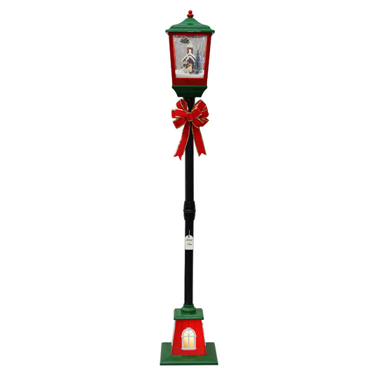 Christmas Musical Green & Black Lamp Post with Snowfall