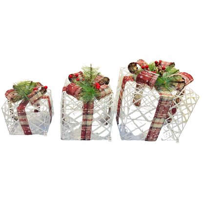 White Plaid LED Gift Box Set
