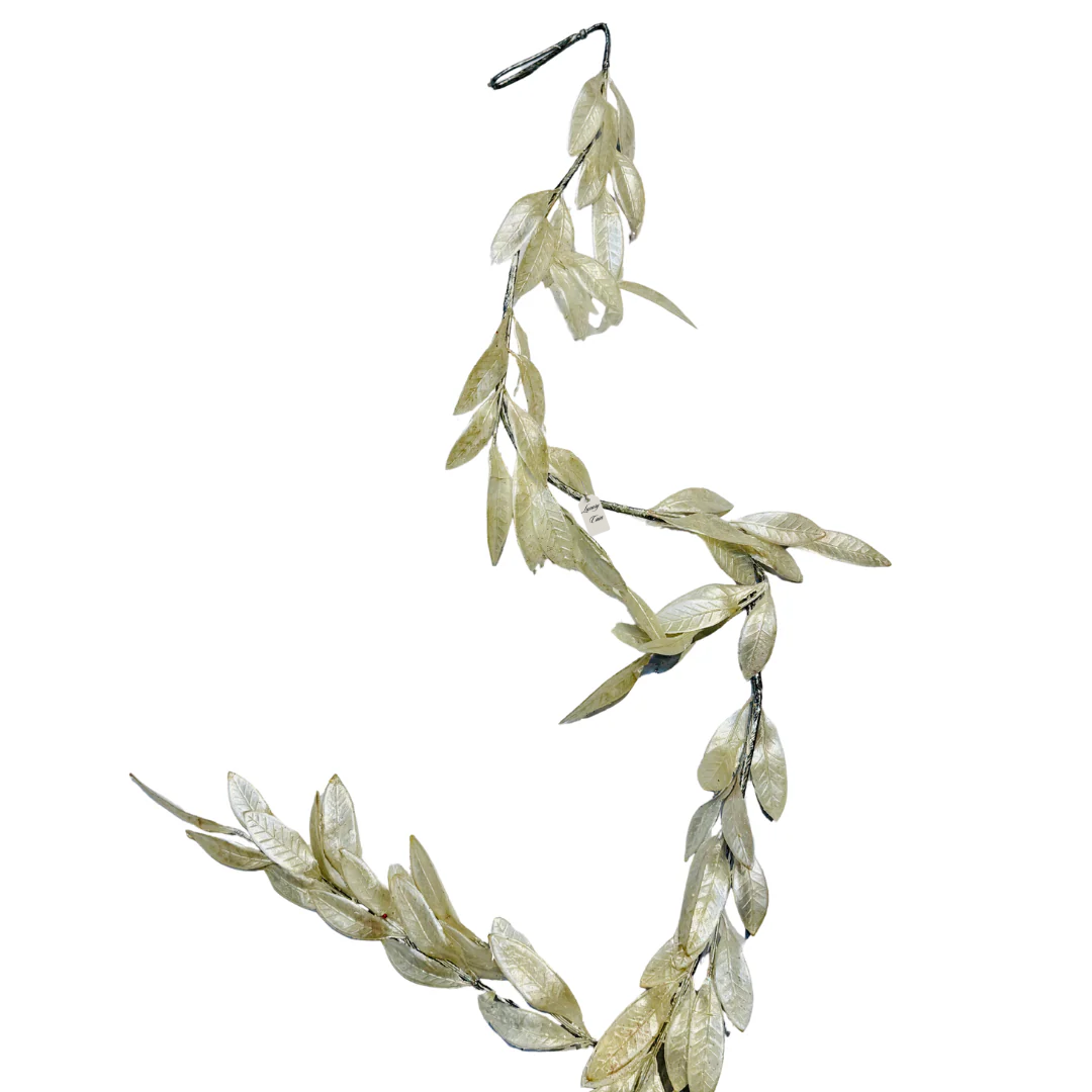 Christmas Silver Leaf Garland Decoration