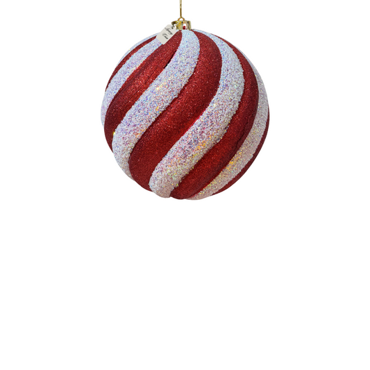 Red & White Swirl Christmas Baubles