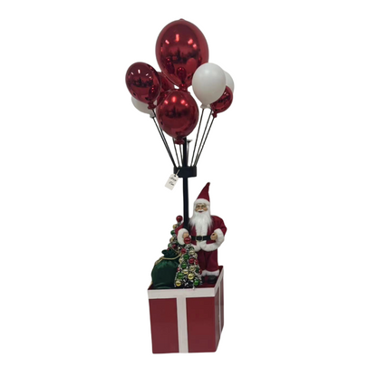 Santa Claus with Balloons on Gift Box Christmas Decoration
