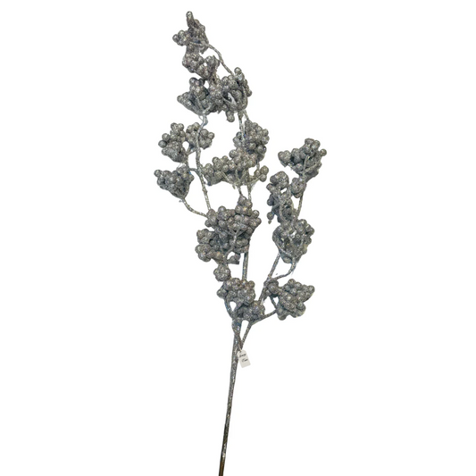 Christmas Silver Glitter Berry Stem Decoration