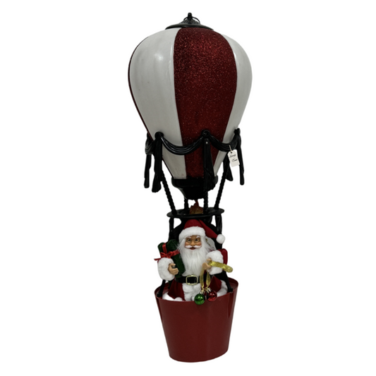 Santa Hot Air Balloon LED Decoration – Red & White Design