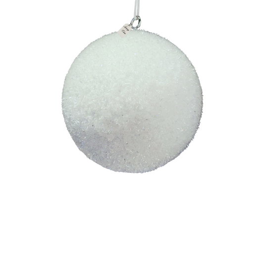White Glitter Christmas Baubles