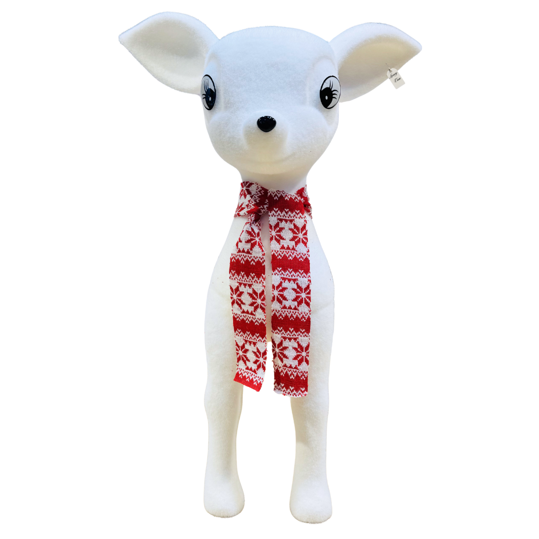White Reindeer with Red Scarf