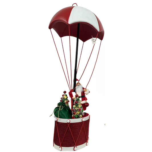 Santa Parachute White Drum Decoration