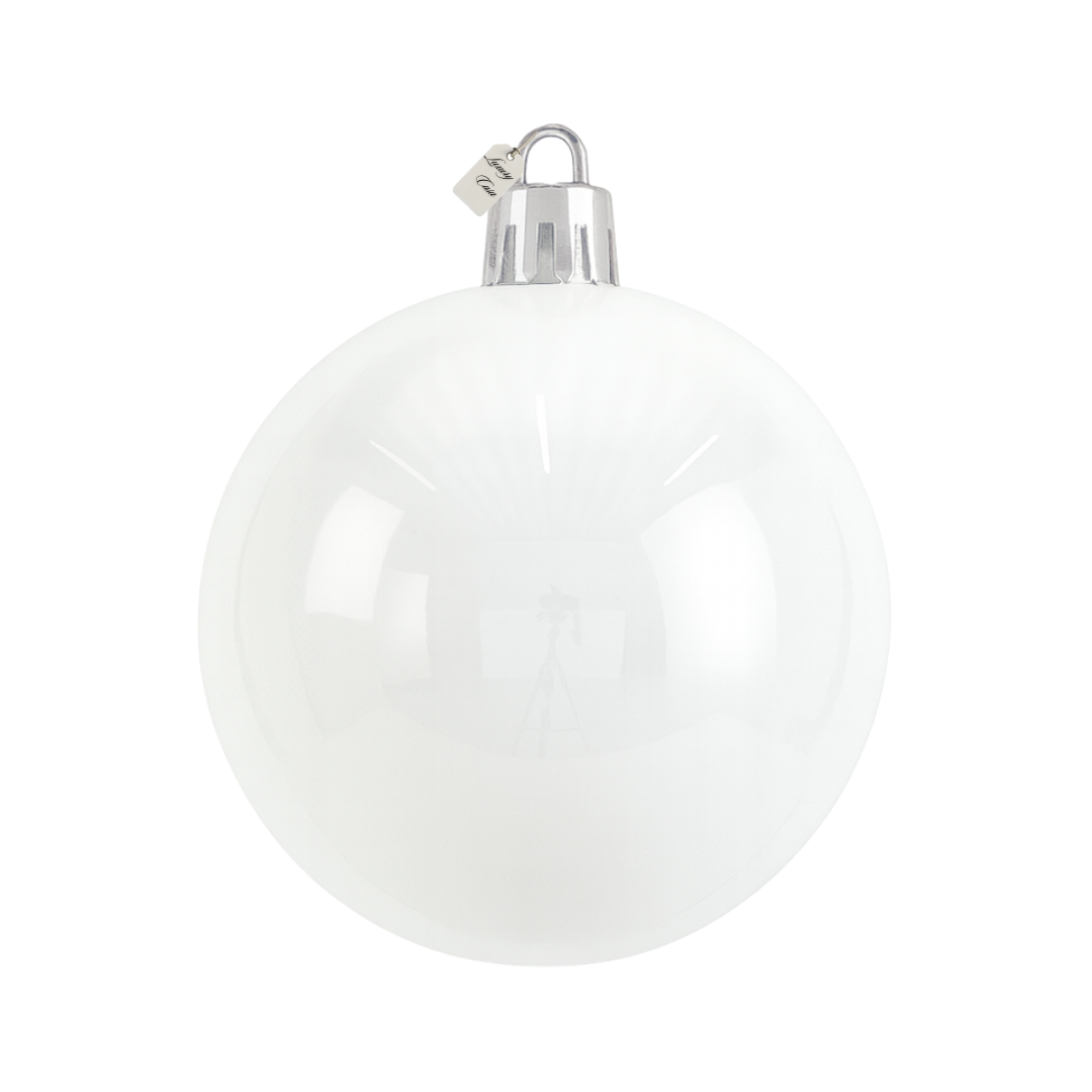 White Christmas Bauble Ornament – 25 cm (Glossy Shatterproof Decoration)