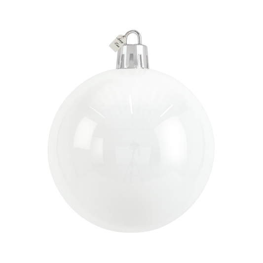 White Christmas Bauble Ornament – 25 cm (Glossy Shatterproof Decoration)