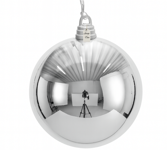 Silver Christmas Bauble Ornament – 50 cm (Glossy Shatterproof XXL Decoration)