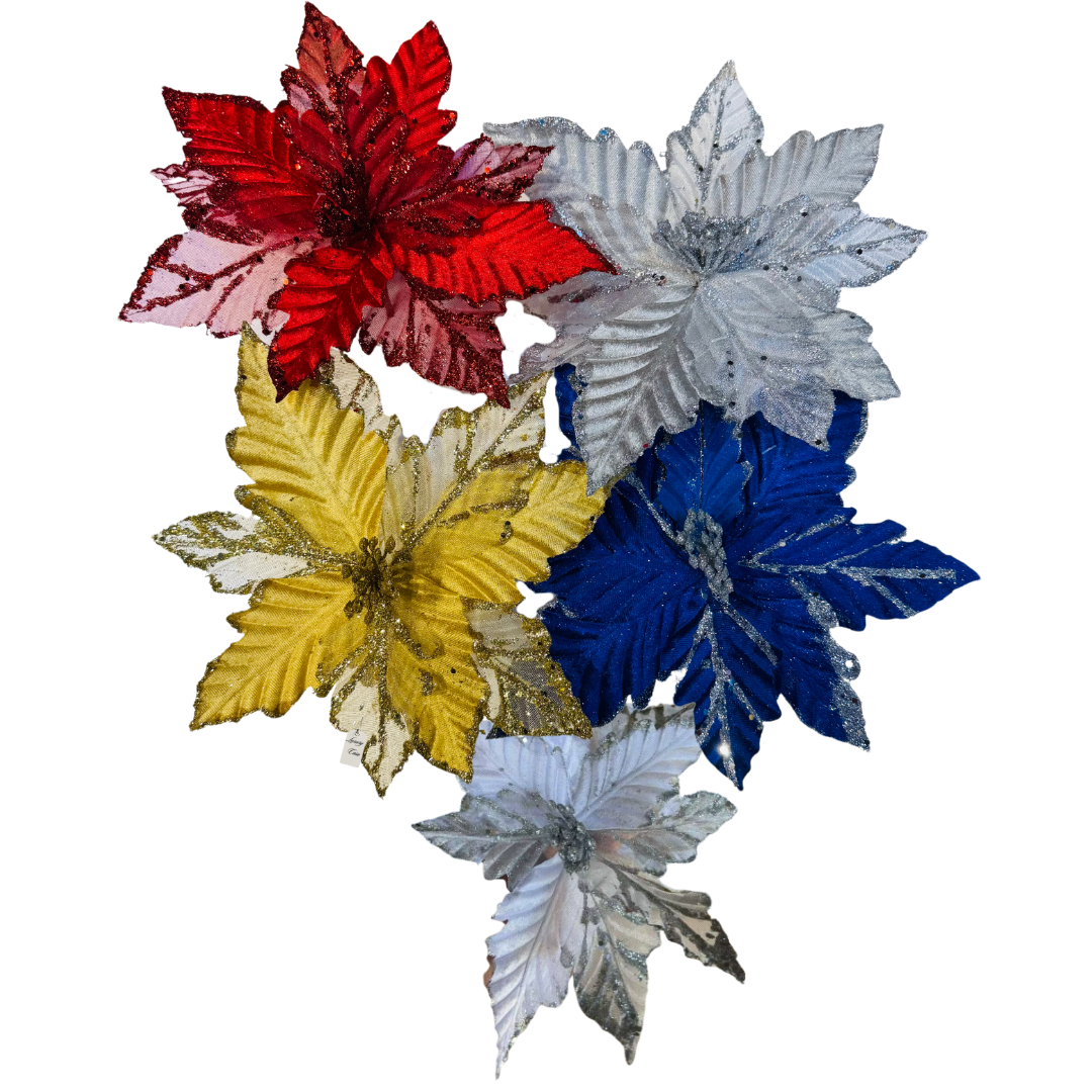 Glitter Poinsettia Flower Decoration