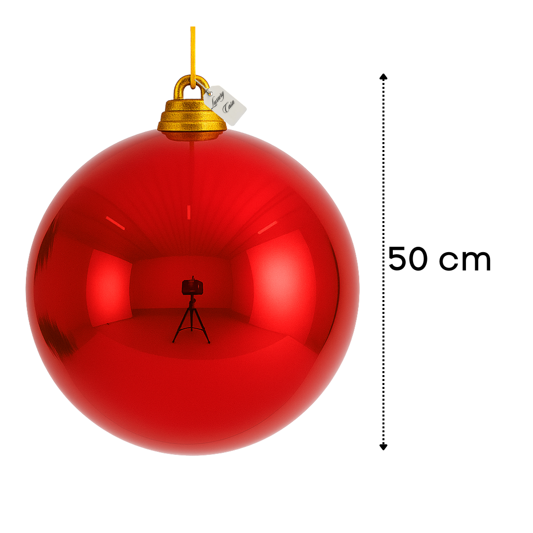 Red Christmas Bauble Ornament – 50 cm (Glossy Shatterproof XXL Decoration)