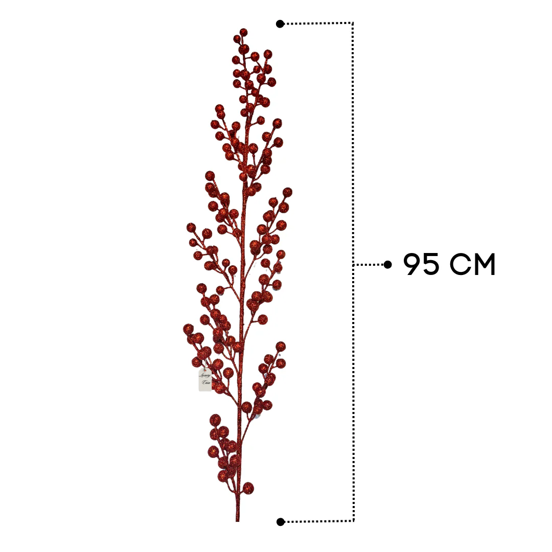 Christmas Long Red Glitter Berry Stem Decoration