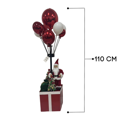 Santa Claus with Balloons on Gift Box Christmas Decoration