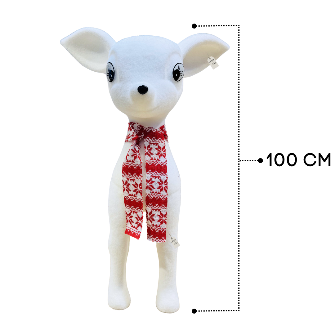 White Reindeer with Red Scarf