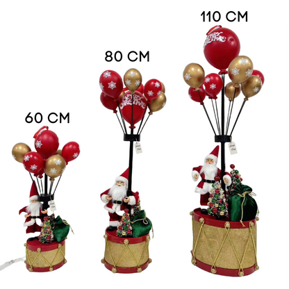 Santa Claus with Christmas Balloons on Drum Décoration