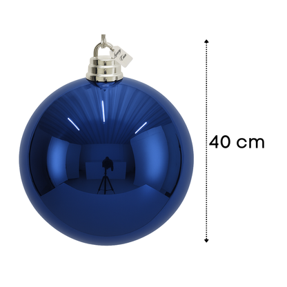 Blue Christmas Bauble Ornament – 40 cm (Glossy Shatterproof XL Decoration)