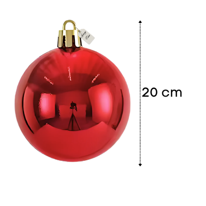 Red Christmas Bauble Ornament – 20 cm (Glossy Shatterproof Decoration)