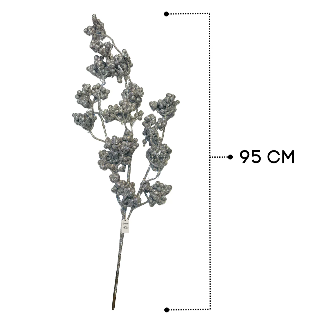 Christmas Silver Glitter Berry Stem Decoration