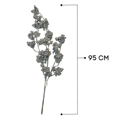 Christmas Silver Glitter Berry Stem Decoration