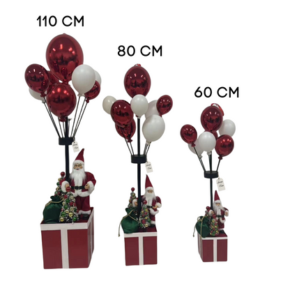 Santa Claus with Balloons on Gift Box Christmas Decoration