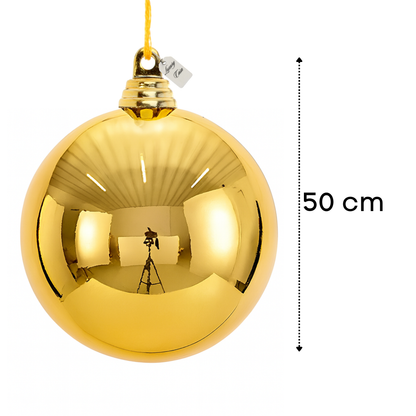 Gold Christmas Bauble Ornament – 50 cm (Glossy Shatterproof XXL Decoration)