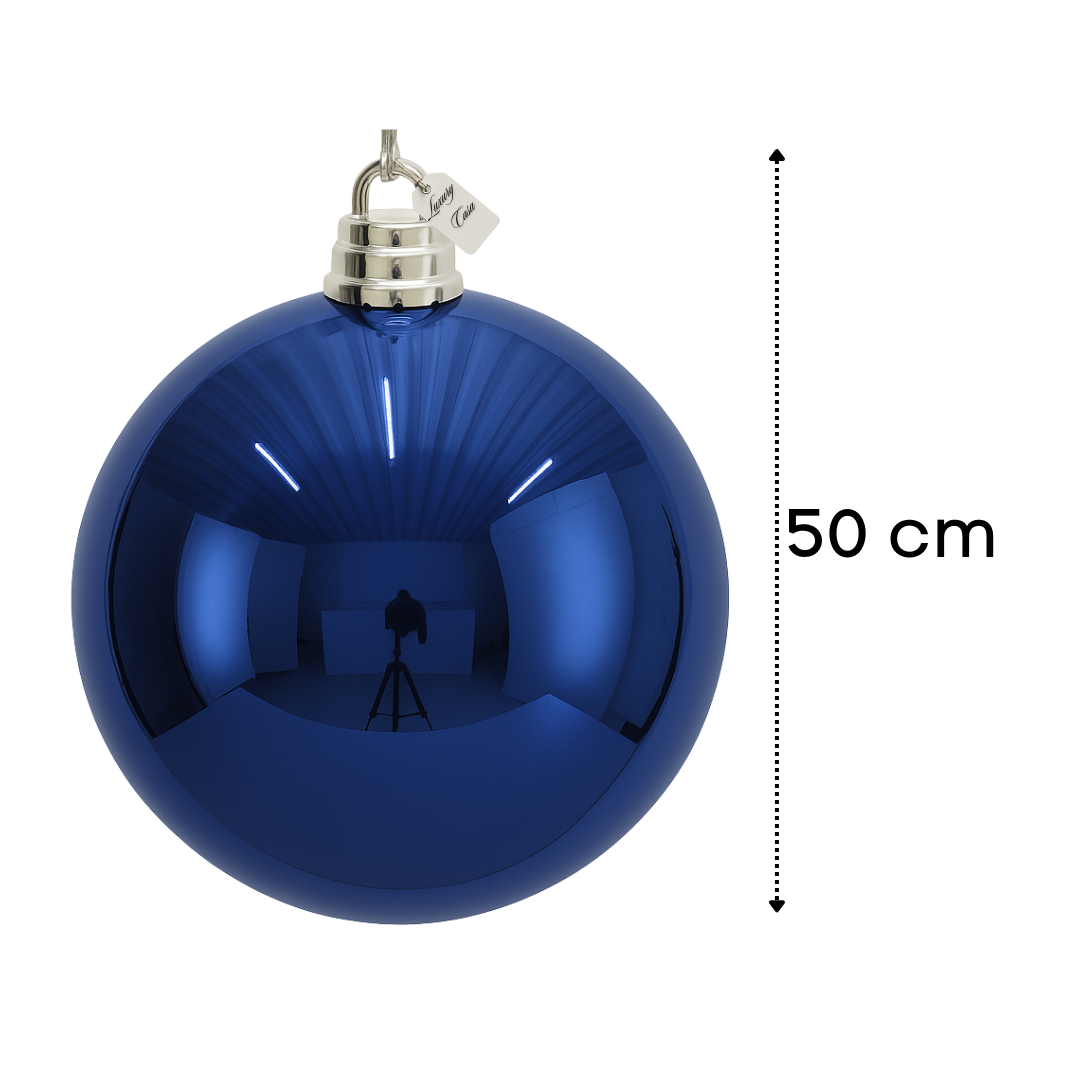 Blue Christmas Bauble Ornament – 50 cm (Glossy Shatterproof XXL Decoration)
