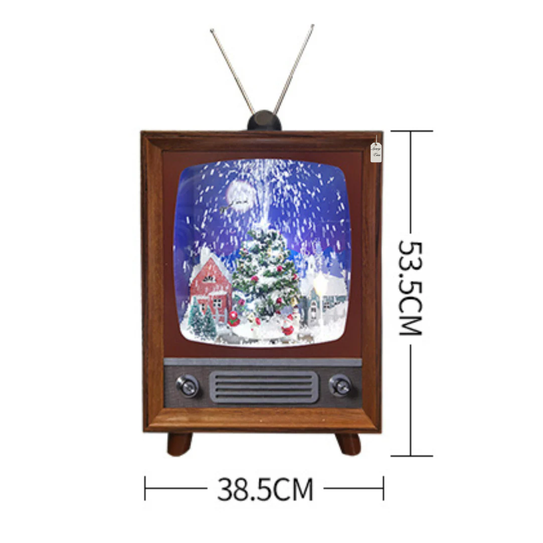 Retro Christmas TV Decoration with Snow Scene