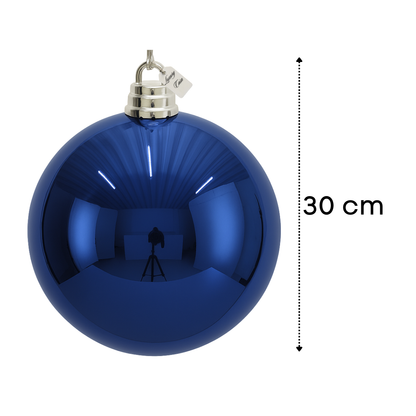 Blue Christmas Bauble Ornament – 30 cm (Glossy Shatterproof Large Decoration)