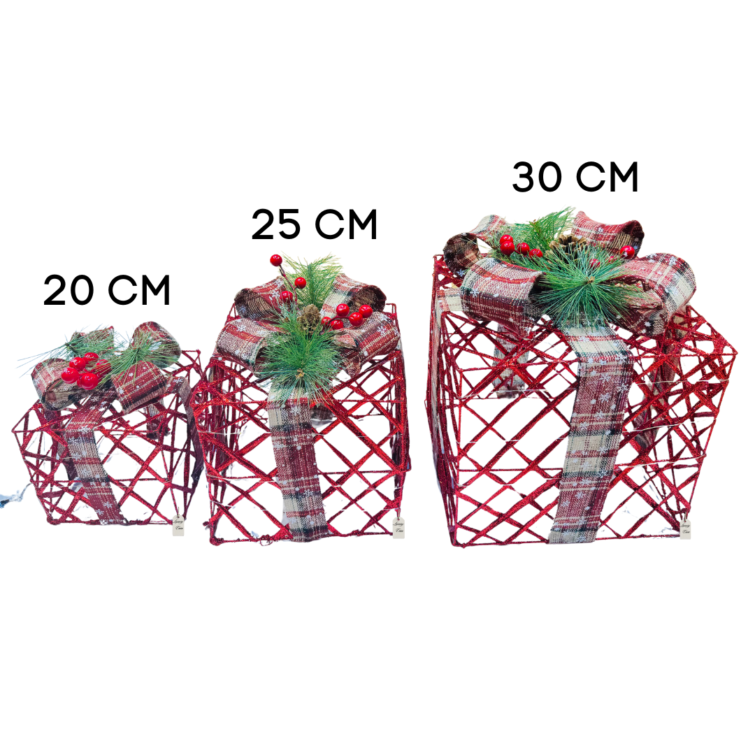 Plaid Red LED Gift Box Set