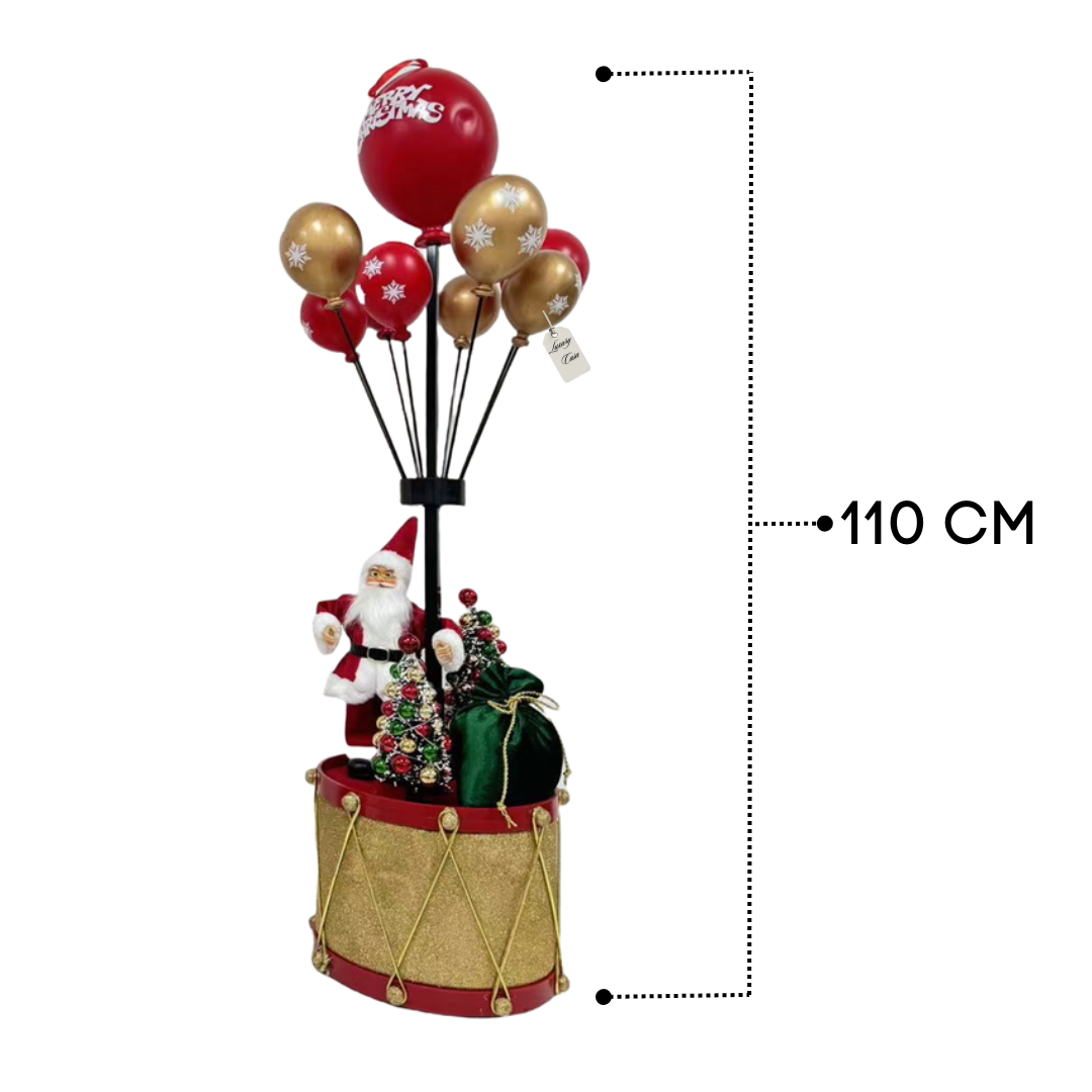 Santa Claus with Christmas Balloons on Drum Décoration
