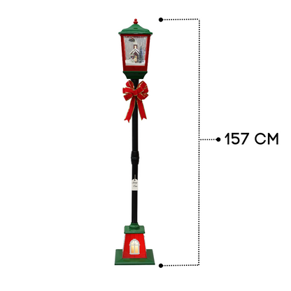 Christmas Musical Green & Black Lamp Post with Snowfall