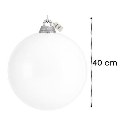 White Christmas Bauble Ornament – 40 cm (Glossy Shatterproof Extra-Large Decoration)
