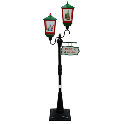 Christmas Musical Lamp Post with Snowfall – Black & Green