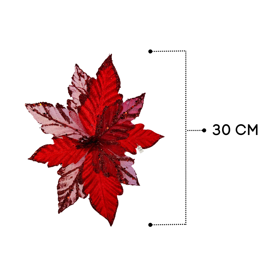 Glitter Poinsettia Flower Decoration