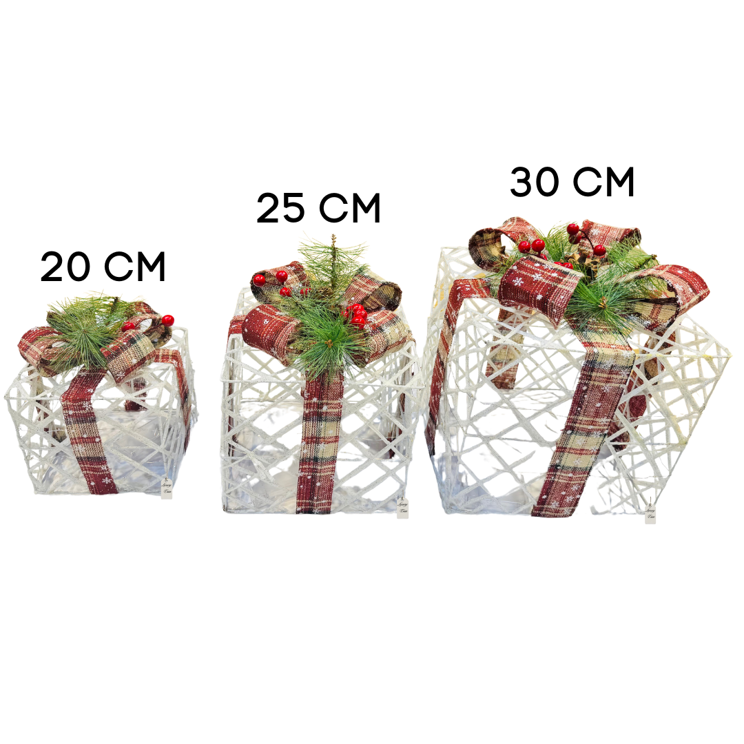 White Plaid LED Gift Box Set